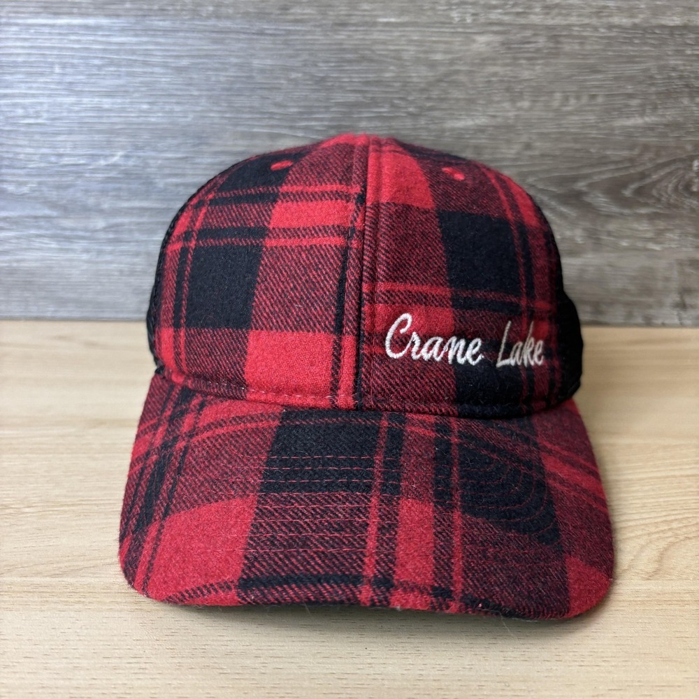 Crane Lake Hat Cap Snap Back Red Black Plaid Minnesota Embroidered Legacy